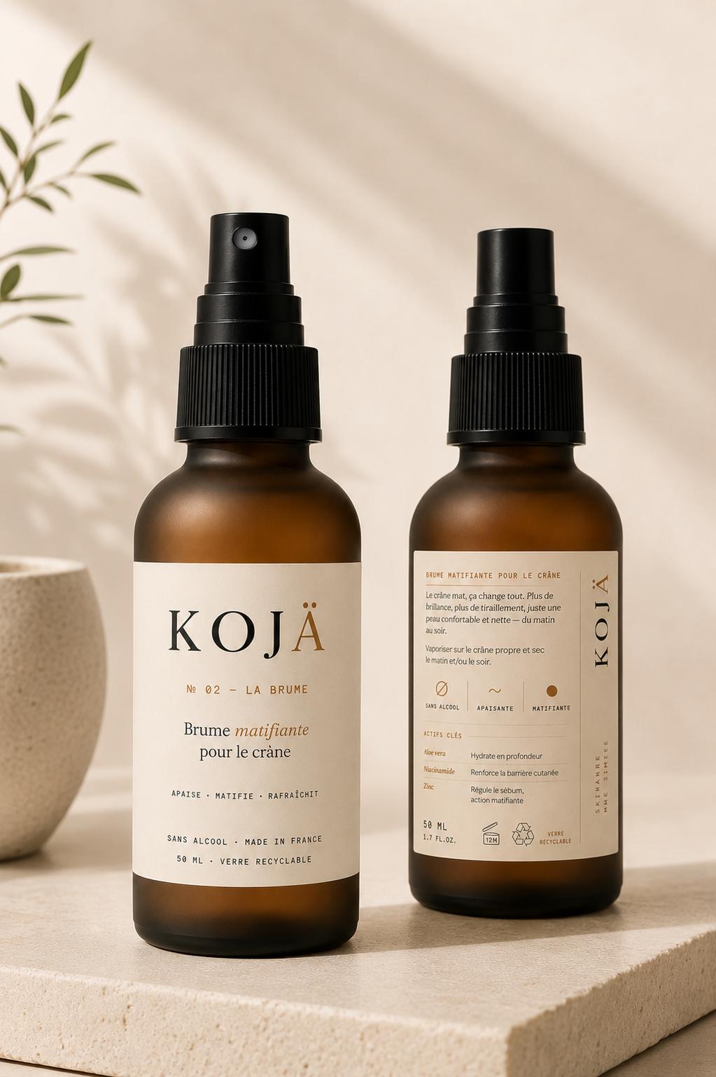 Flacon de Brume Matifiante d'Après-Rasage KOJÄ, 50 ml, verre recyclable